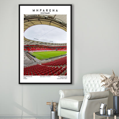 Mhparena Stadium Football, Vfb Stuttgart Stadium Wall Art Print, Bundesliga Decor, Framed Canvas Prints Wall Art