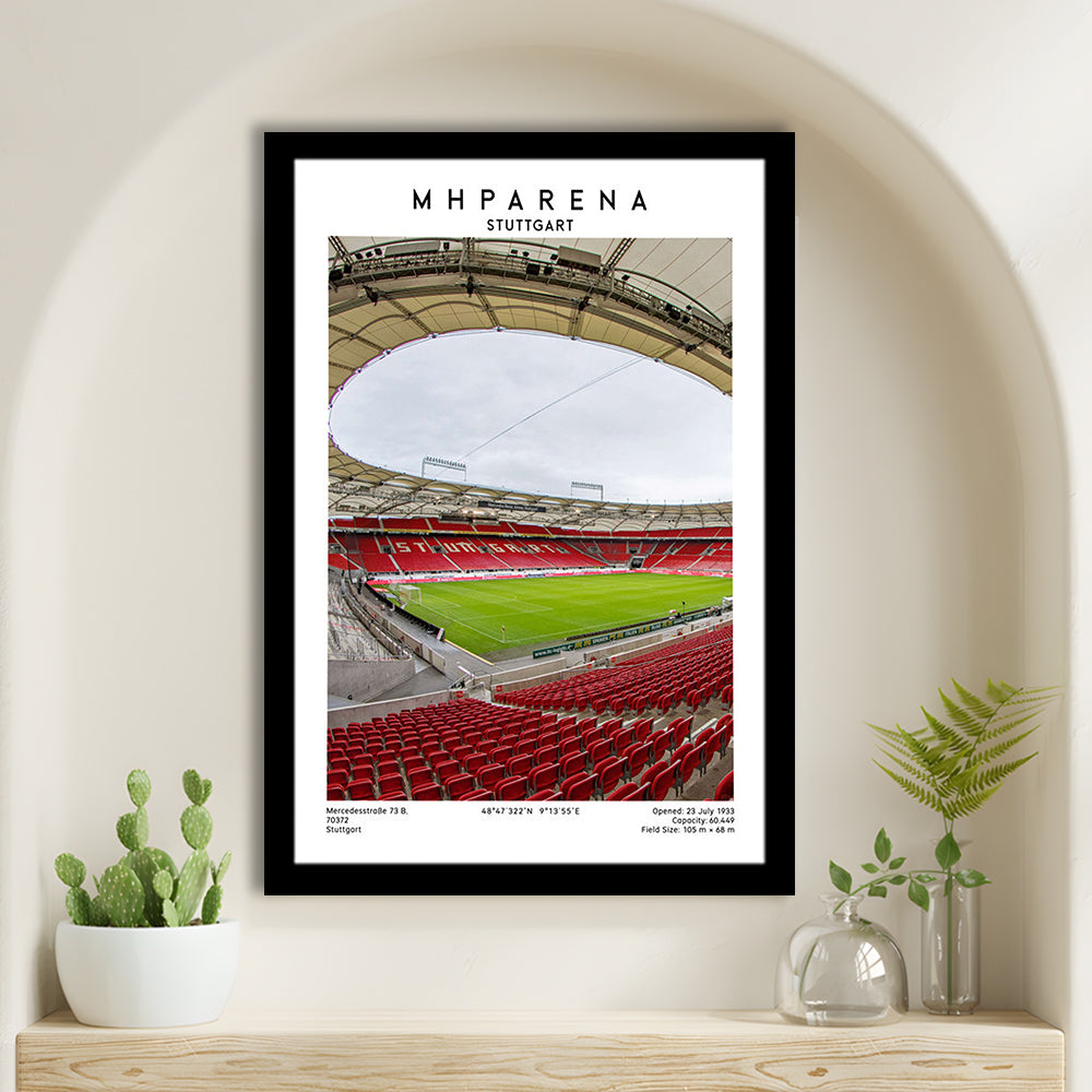 Mhparena Stadium Football, Vfb Stuttgart Stadium Wall Art Print, Bundesliga Decor, Framed Art Prints Wall Decor