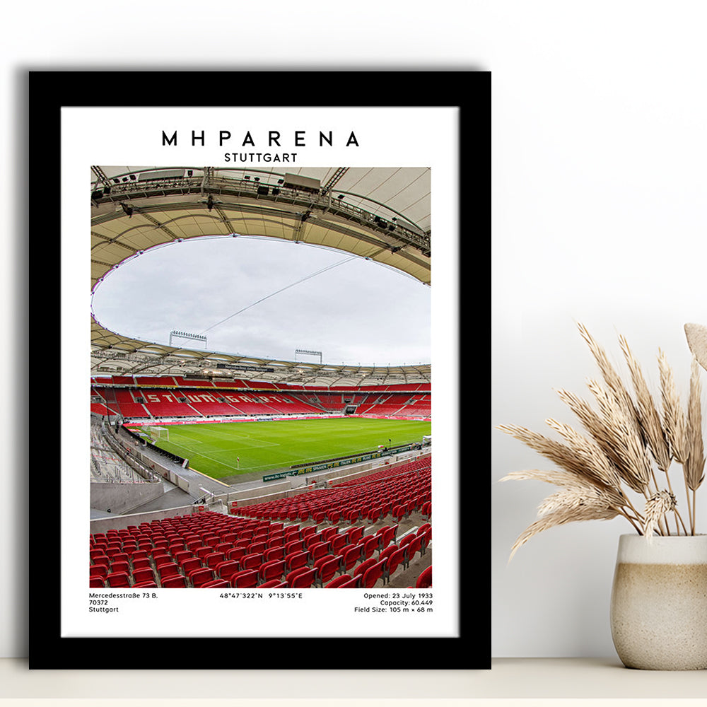 Mhparena Stadium Football, Vfb Stuttgart Stadium Wall Art Print, Bundesliga Decor, Framed Art Prints Wall Decor