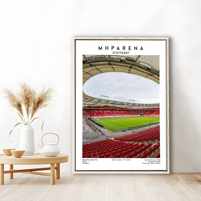 Mhparena Stadium Football, Vfb Stuttgart Stadium Wall Art Print, Bundesliga Decor, Framed Canvas Prints Wall Art