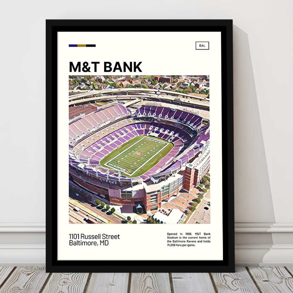 M&T Bank Stadium Print, Baltimore Ravens Stadium Canvas Art, Man Cave Gift, Floating Framed Canvas Print Wall Art
