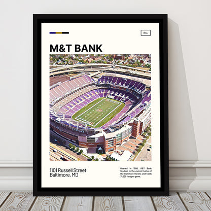 M&T Bank Stadium Print, Baltimore Ravens Stadium Canvas Art, Man Cave Gift, Floating Framed Canvas Print Wall Art