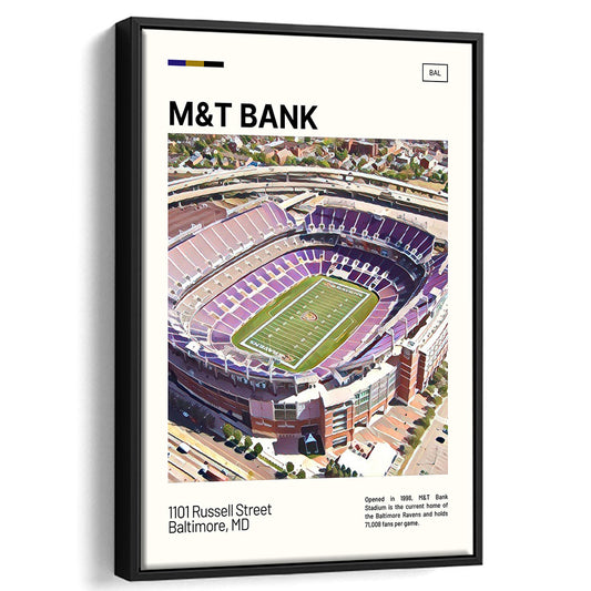 M&T Bank Stadium Print, Baltimore Ravens Stadium Canvas Art, Man Cave Gift, Floating Framed Canvas Print Wall Art