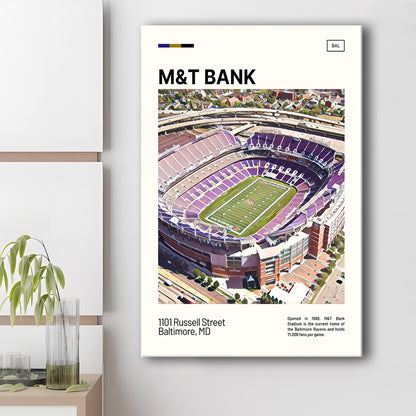 M&T Bank Stadium Print, Baltimore Ravens Stadium Canvas Art, Fan Gifts, Sport Art, Canvas Print Wall Art
