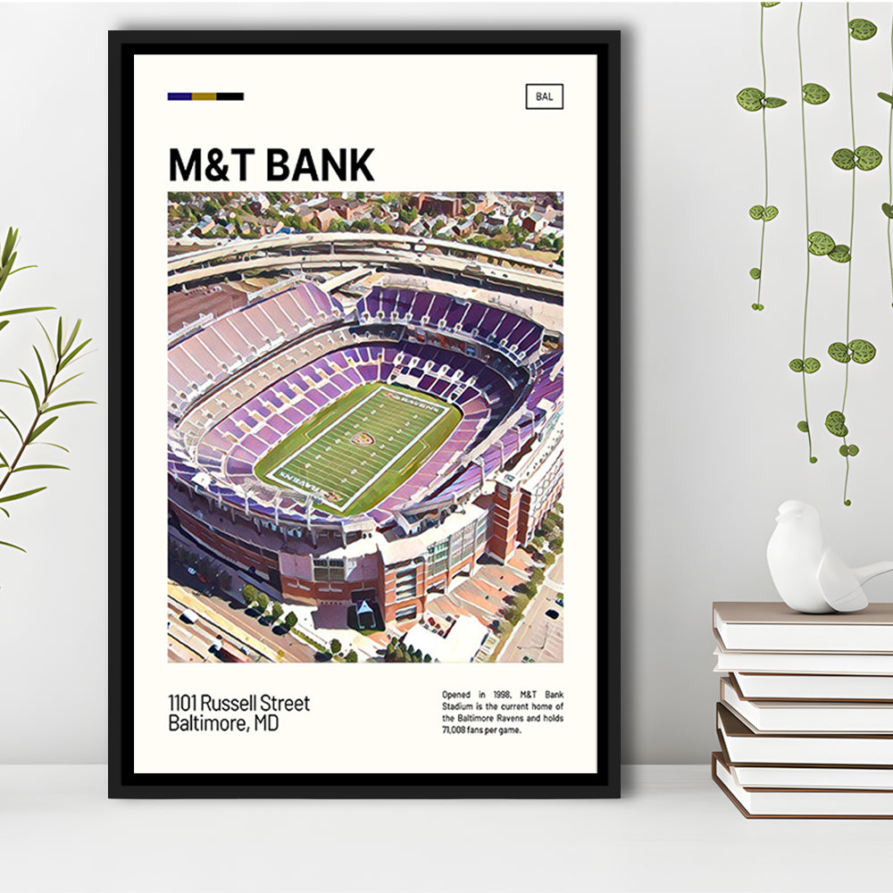 M&T Bank Stadium Print, Baltimore Ravens Stadium Canvas Art, Man Cave Gift, Floating Framed Canvas Print Wall Art
