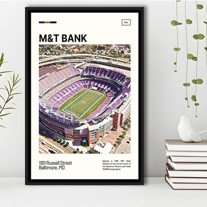 M&T Bank Stadium Print, Baltimore Ravens Stadium Canvas Art, Man Cave Gift, Floating Framed Canvas Print Wall Art