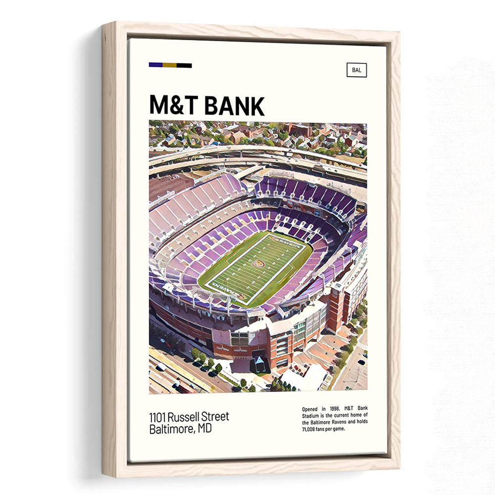 M&T Bank Stadium Print, Baltimore Ravens Stadium Canvas Art, Man Cave Gift, Floating Framed Canvas Print Wall Art