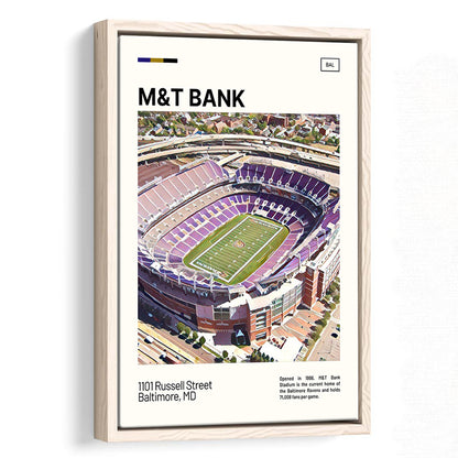 M&T Bank Stadium Print, Baltimore Ravens Stadium Canvas Art, Man Cave Gift, Floating Framed Canvas Print Wall Art