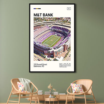 M&T Bank Stadium Print, Baltimore Ravens Stadium Canvas Art, Man Cave Gift, Floating Framed Canvas Print Wall Art