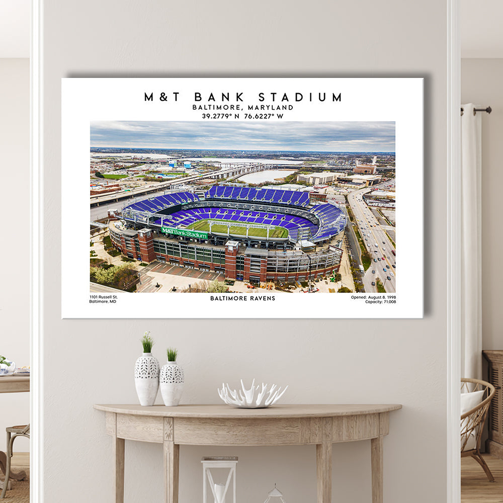 M&T Bank Stadium, Baltimore Ravens Football Stadium Wall Art Print, Canvas Print Wall Art, Man Cave Gift