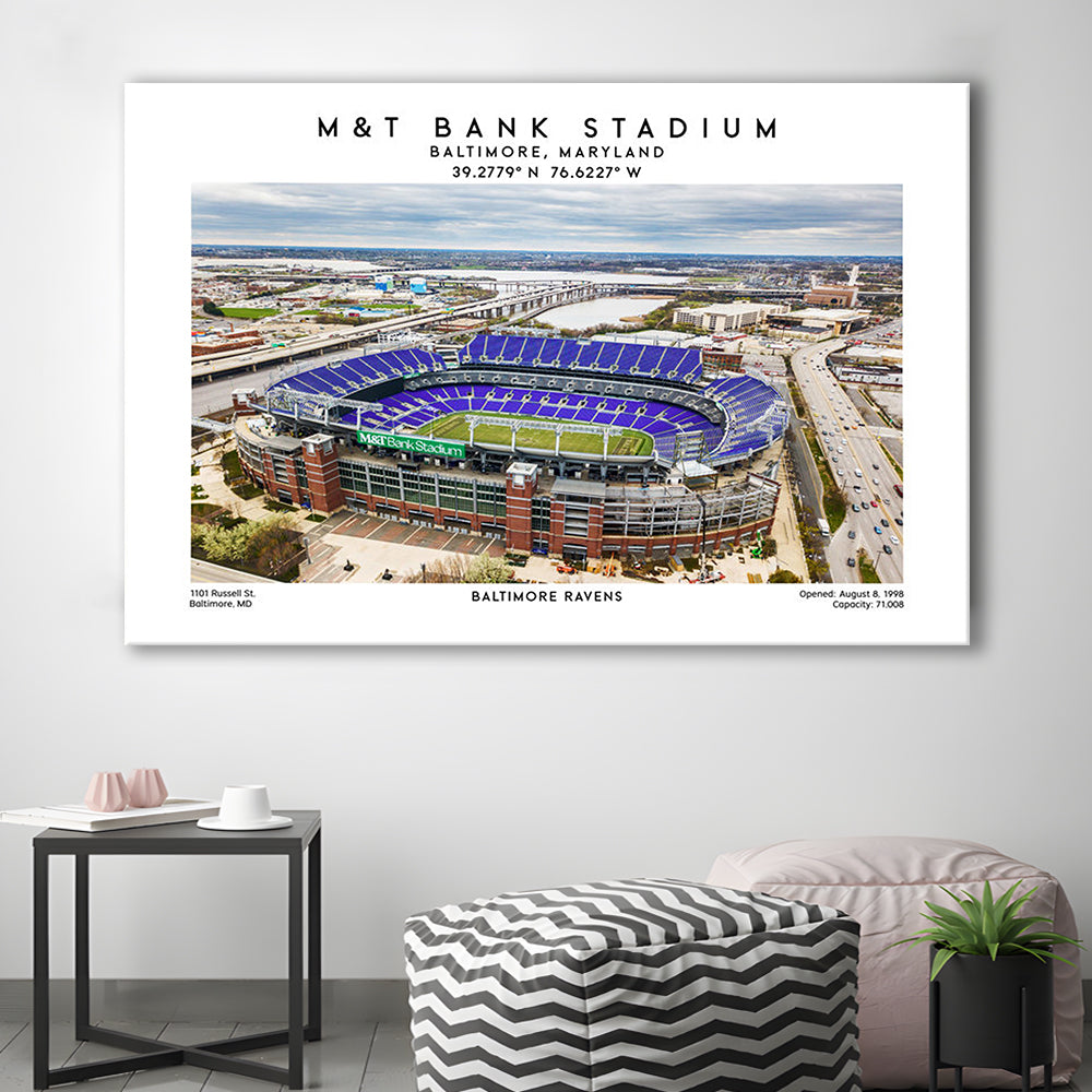 M&T Bank Stadium, Baltimore Ravens Football Stadium Wall Art Print, Canvas Print Wall Art, Man Cave Gift