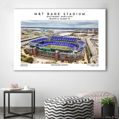 M&T Bank Stadium, Baltimore Ravens Football Stadium Wall Art Print, Canvas Print Wall Art, Man Cave Gift