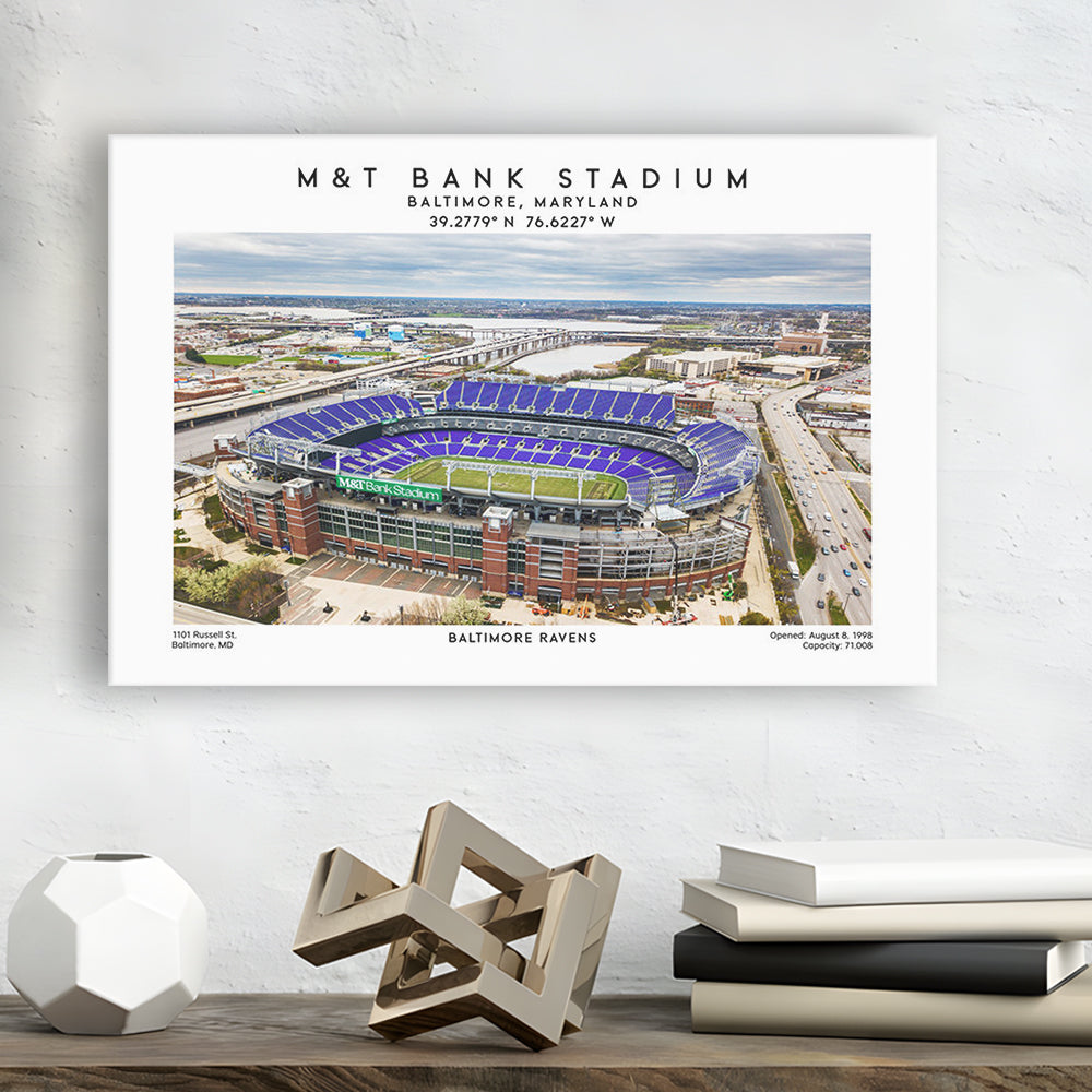 M&T Bank Stadium, Baltimore Ravens Football Stadium Wall Art Print, Canvas Print Wall Art, Man Cave Gift