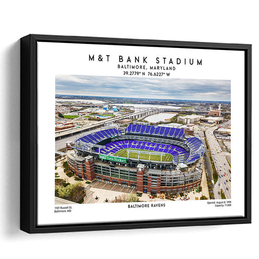 M&T Bank Stadium, Baltimore Ravens Football Stadium Wall Art Print, Framed Canvas Print Wall Art