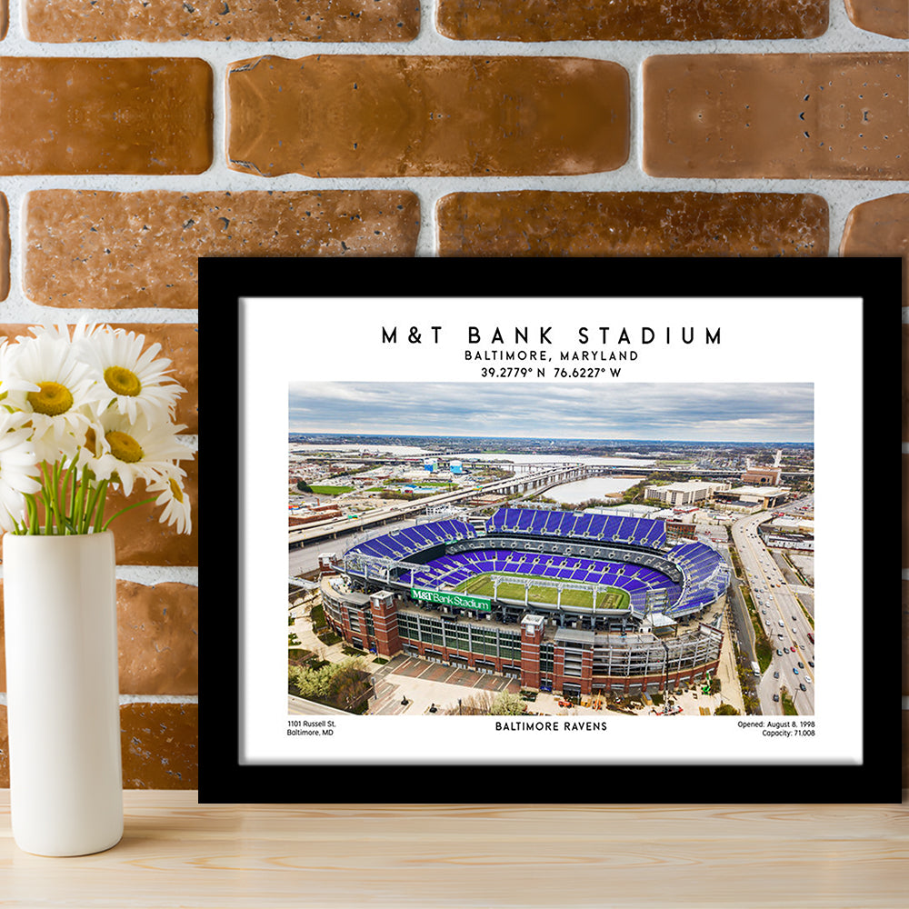 M&T Bank Stadium, Baltimore Ravens Football Stadium Wall Art Print, Framed Art Print Wall Decor