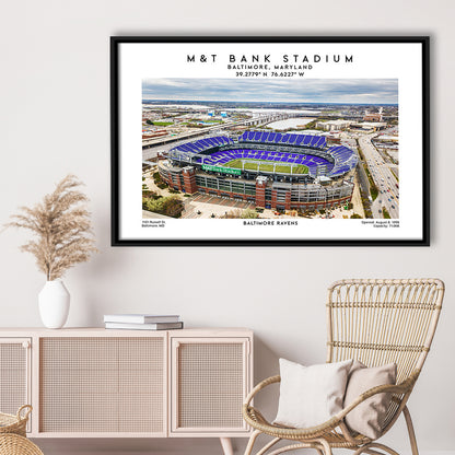 M&T Bank Stadium, Baltimore Ravens Football Stadium Wall Art Print, Framed Canvas Print Wall Art