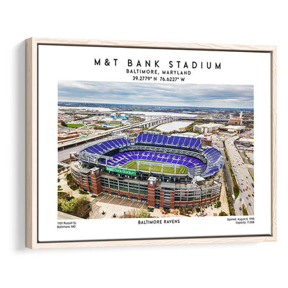 M&T Bank Stadium, Baltimore Ravens Football Stadium Wall Art Print, Framed Canvas Print Wall Art