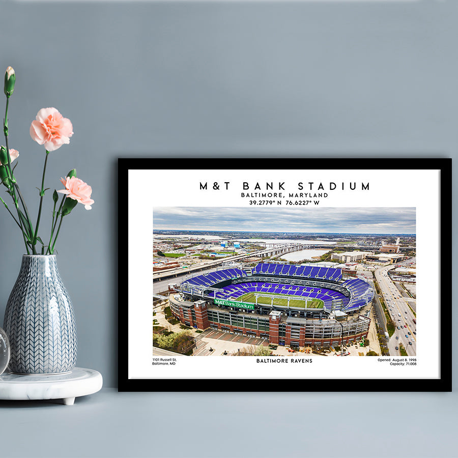 M&T Bank Stadium, Baltimore Ravens Football Stadium Wall Art Print, Framed Art Print Wall Decor