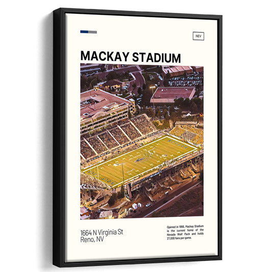 Mackay Stadium Print, Nevada Wolf Pack Stadium Canvas Art, Man Cave Gift, Floating Framed Canvas Print Wall Art