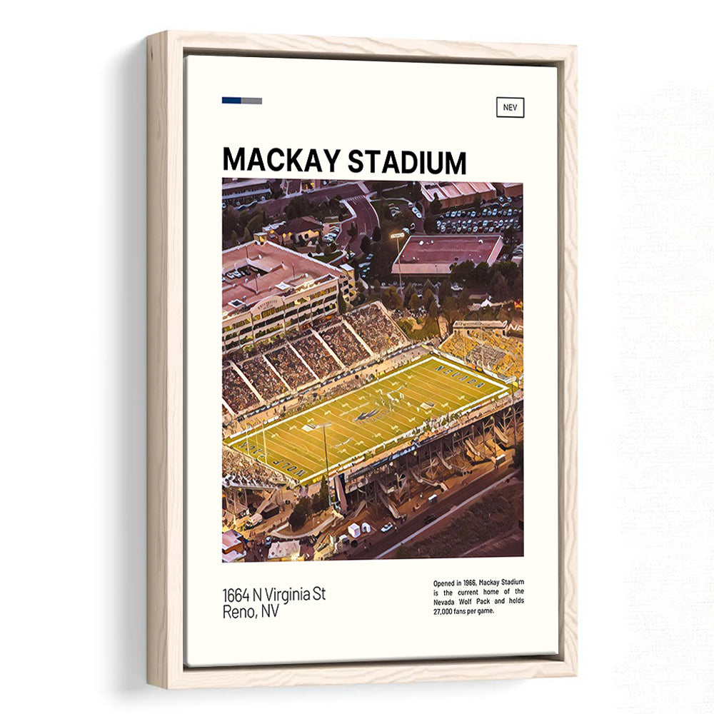Mackay Stadium Print, Nevada Wolf Pack Stadium Canvas Art, Man Cave Gift, Floating Framed Canvas Print Wall Art