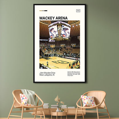 Mackey Arena Print, Purdue Boilermakers Bball Stadium Canvas Art, Man Cave Gift, Floating Framed Canvas Print Wall Art