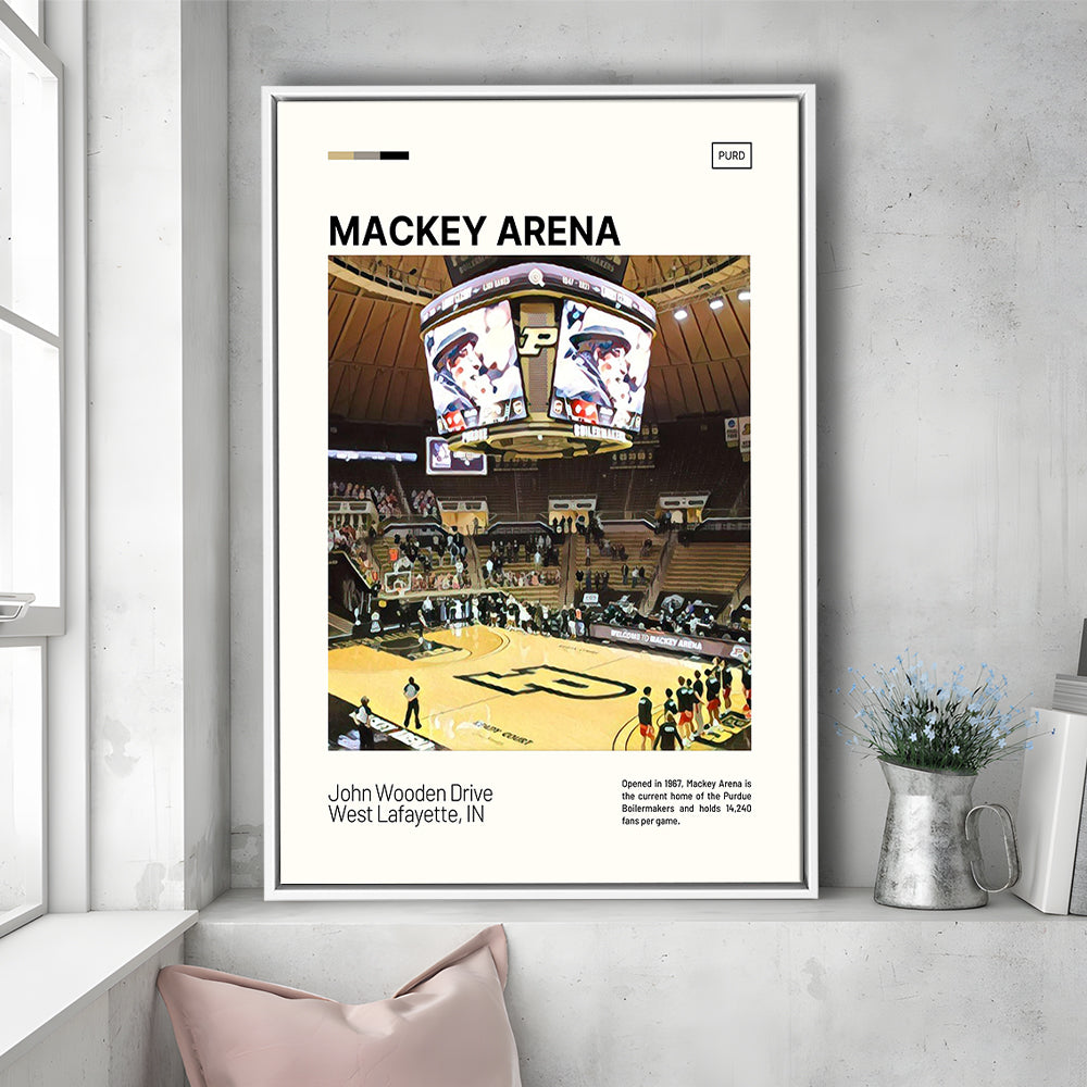 Mackey Arena Print, Purdue Boilermakers Bball Stadium Canvas Art, Man Cave Gift, Floating Framed Canvas Print Wall Art