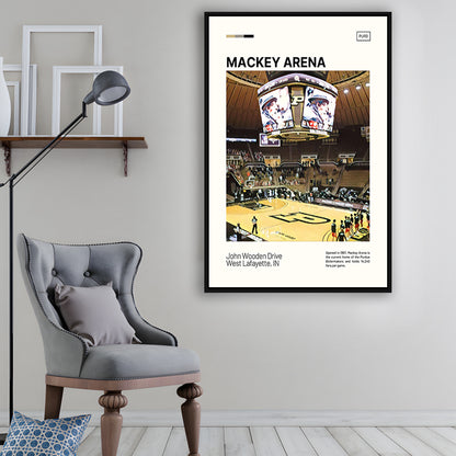Mackey Arena Print, Purdue Boilermakers Bball Stadium Canvas Art, Man Cave Gift, Floating Framed Canvas Print Wall Art