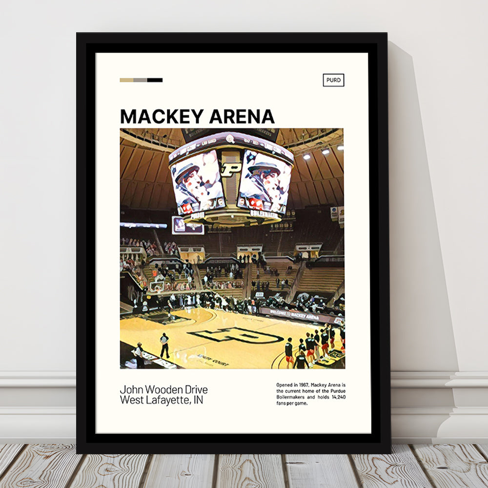 Mackey Arena Print, Purdue Boilermakers Bball Stadium Canvas Art, Man Cave Gift, Floating Framed Canvas Print Wall Art
