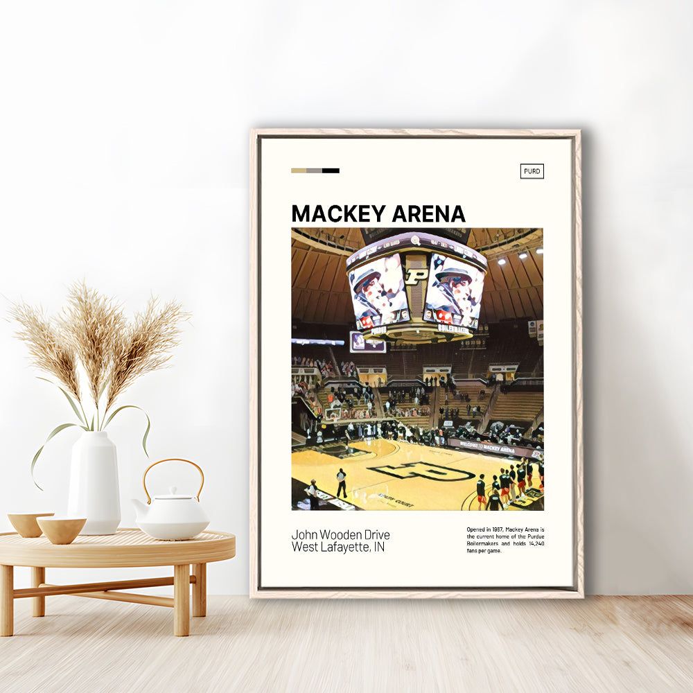 Mackey Arena Print, Purdue Boilermakers Bball Stadium Canvas Art, Man Cave Gift, Floating Framed Canvas Print Wall Art