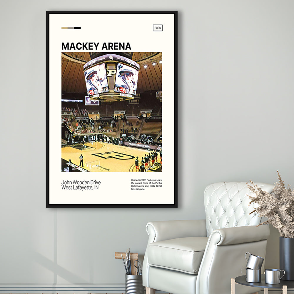 Mackey Arena Print, Purdue Boilermakers Bball Stadium Canvas Art, Man Cave Gift, Floating Framed Canvas Print Wall Art