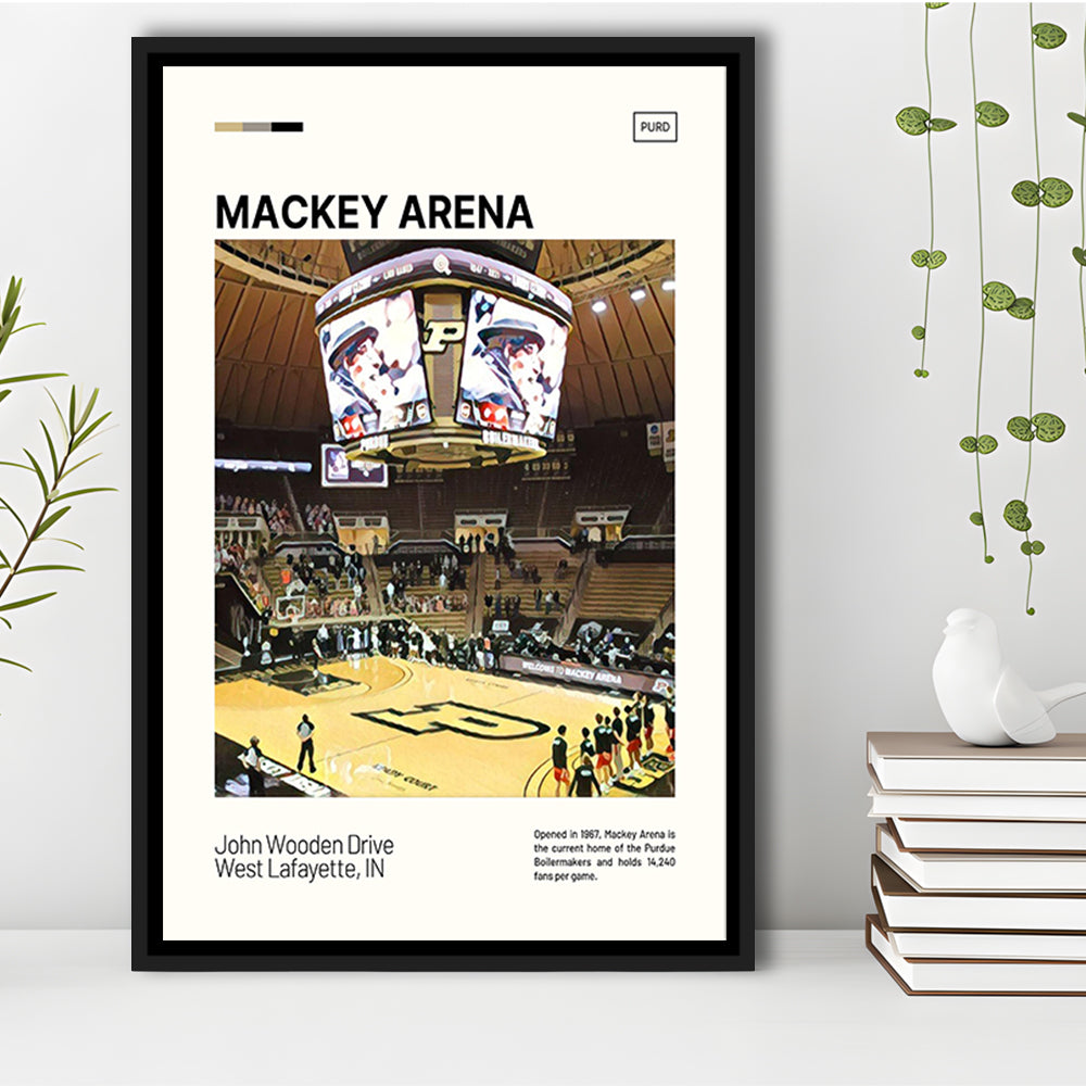 Mackey Arena Print, Purdue Boilermakers Bball Stadium Canvas Art, Man Cave Gift, Floating Framed Canvas Print Wall Art
