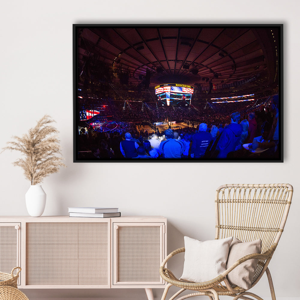 Madison Square Basketball Arena, Stadium Canvas, Sport Art, Framed Canvas Print Wall Art, Floating Frame