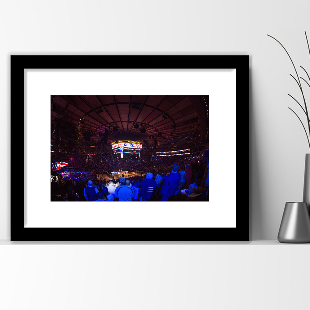 Madison Square Basketball Arena, Stadium Canvas, Sport Art, Gift for him, White Border Framed Art Print Wall Decor