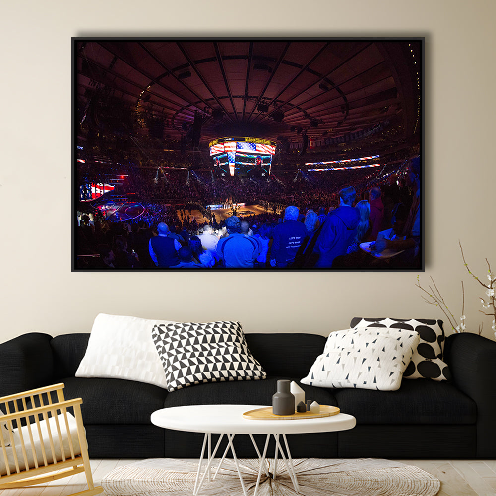 Madison Square Basketball Arena, Stadium Canvas, Sport Art, Framed Canvas Print Wall Art, Floating Frame