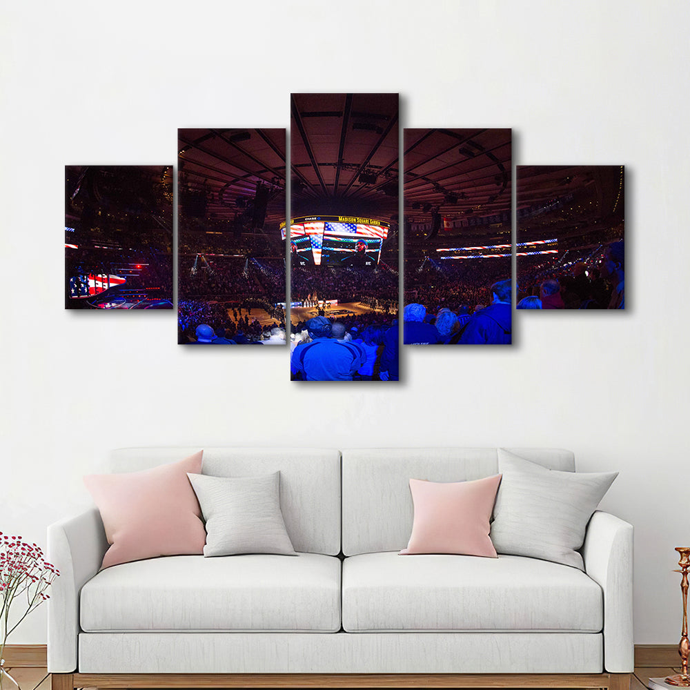 Madison Square Basketball Arena, Stadium Canvas, Sport Art, Gift for him, 5 Panel, Large Canvas, Canvas Print Wall Art