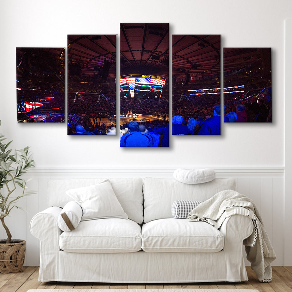 Madison Square Basketball Arena, Stadium Canvas, Sport Art, Gift for him, 5 Panel, Large Canvas, Canvas Print Wall Art