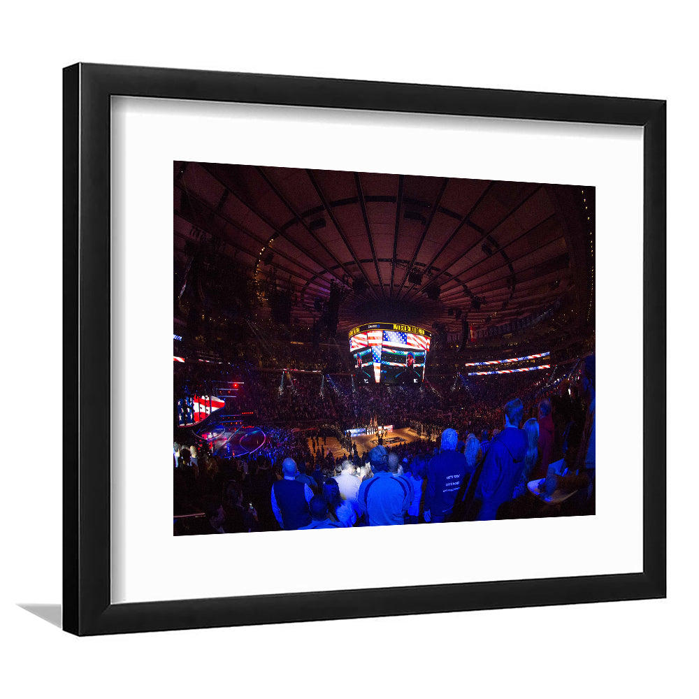Madison Square Basketball Arena, Stadium Canvas, Sport Art, Gift for him, White Border Framed Art Print Wall Decor
