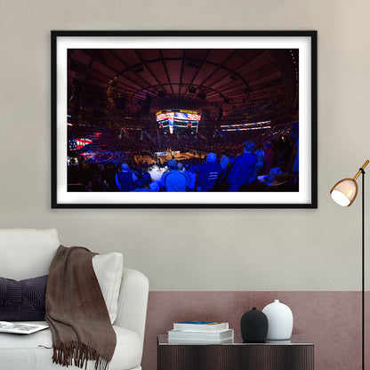 Madison Square Basketball Arena, Stadium Canvas, Sport Art, Gift for him, White Border Framed Art Print Wall Decor