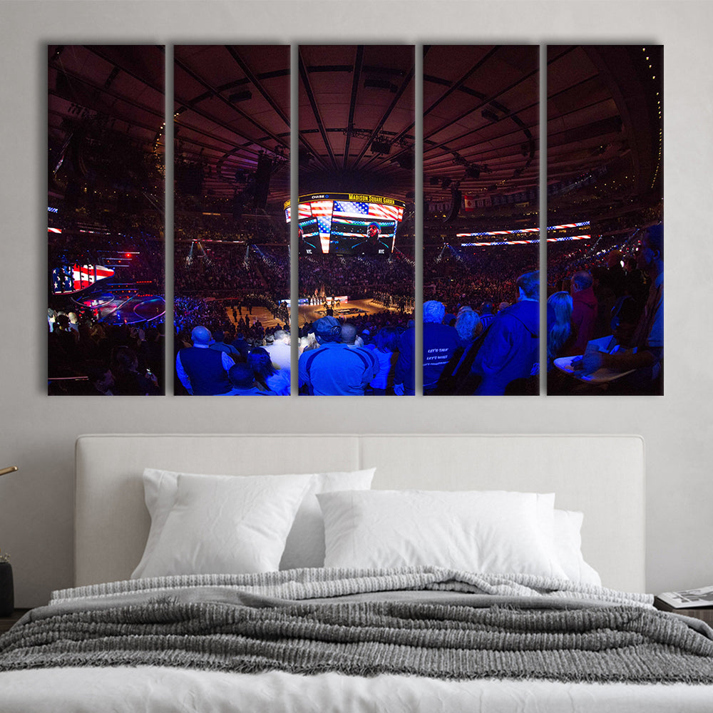 Madison Square Basketball Arena, Stadium Canvas, Sport Art, 5 Panel B, Extra Large Canvas, Canvas Print Wall Art