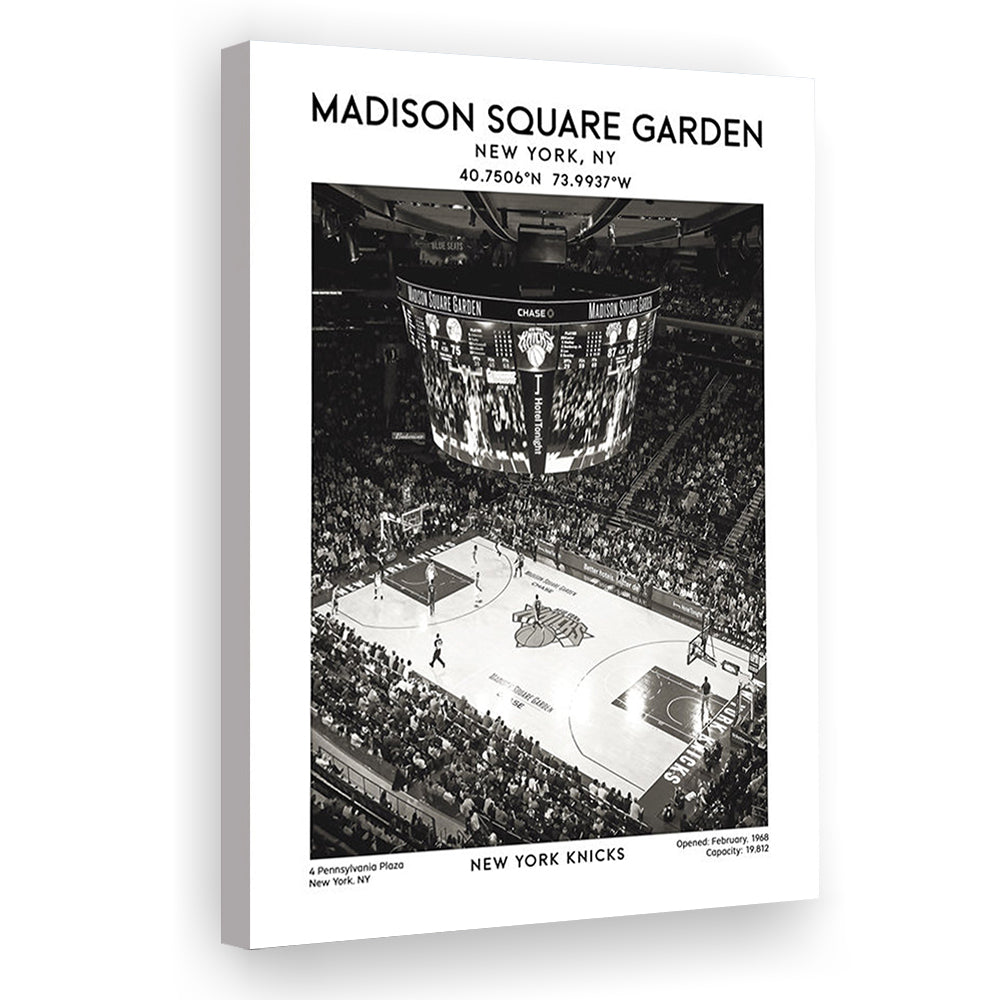 Madison Square Garden Stadium Black And White, New York Basketball Stadium Wall Art, Canvas Prints Wall Art, Man Cave Decor