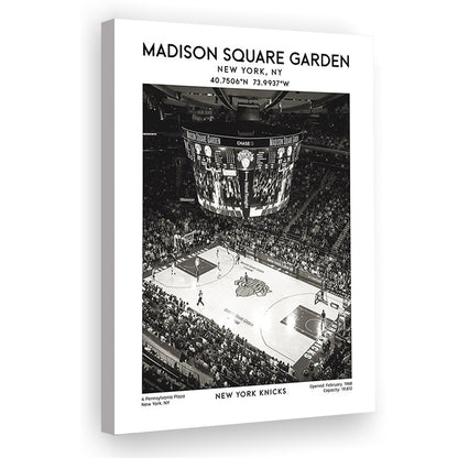 Madison Square Garden Stadium Black And White, New York Basketball Stadium Wall Art, Canvas Prints Wall Art, Man Cave Decor