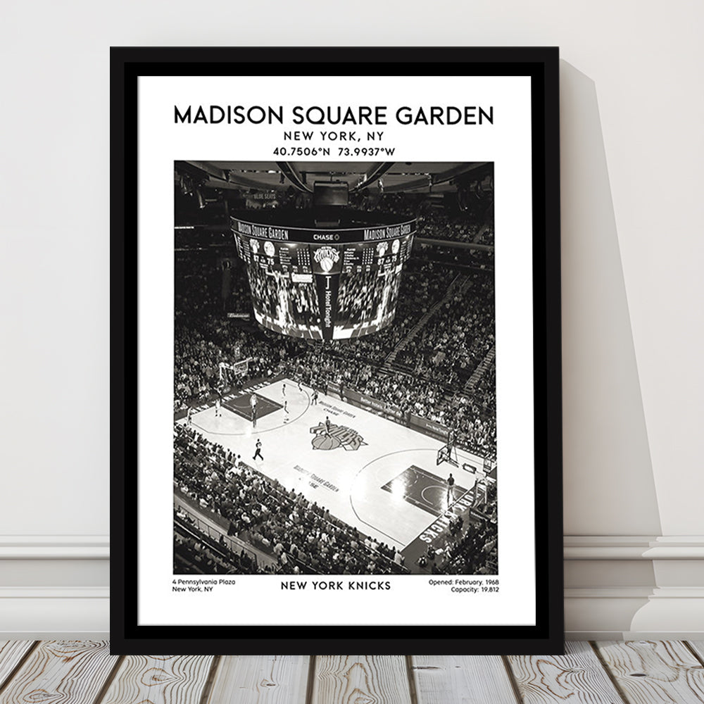 Madison Square Garden Stadium Black And White, New York Basketball Stadium Wall Art, Framed Canvas Prints Wall Art