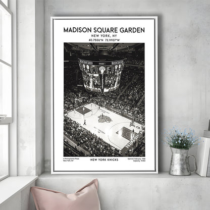 Madison Square Garden Stadium Black And White, New York Basketball Stadium Wall Art, Framed Canvas Prints Wall Art