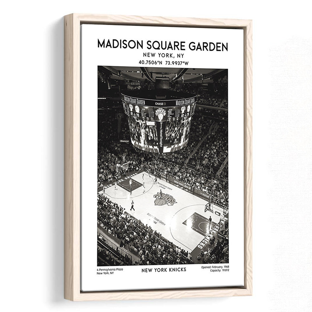 Madison Square Garden Stadium Black And White, New York Basketball Stadium Wall Art, Framed Canvas Prints Wall Art