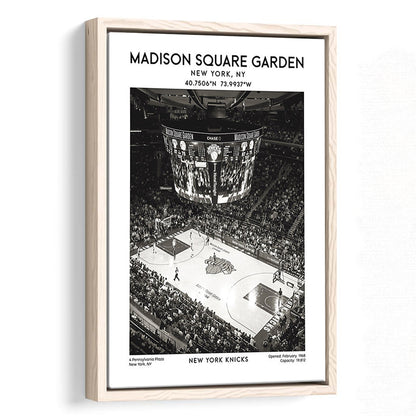 Madison Square Garden Stadium Black And White, New York Basketball Stadium Wall Art, Framed Canvas Prints Wall Art