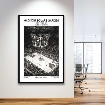 Madison Square Garden Stadium Black And White, New York Basketball Stadium Wall Art, Framed Art Prints Wall Decor