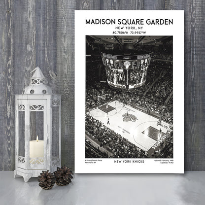 Madison Square Garden Stadium Black And White, New York Basketball Stadium Wall Art, Canvas Prints Wall Art, Man Cave Decor