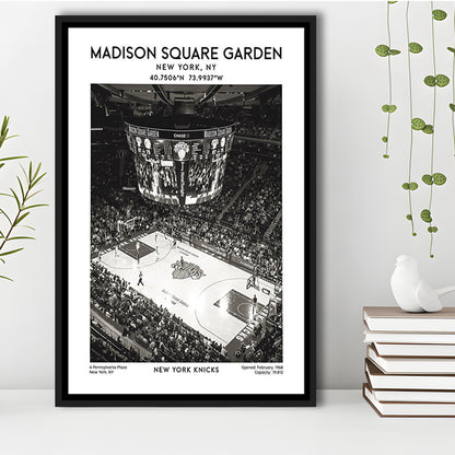 Madison Square Garden Stadium Black And White, New York Basketball Stadium Wall Art, Framed Canvas Prints Wall Art