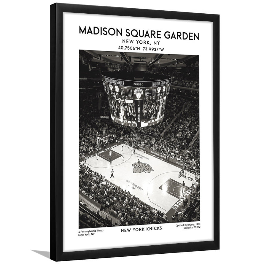 Madison Square Garden Stadium Black And White, New York Basketball Stadium Wall Art, Framed Art Prints Wall Decor