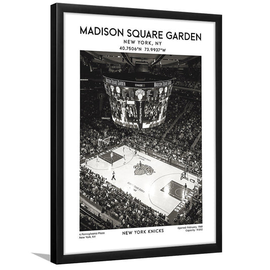 Madison Square Garden Stadium Black And White, New York Basketball Stadium Wall Art, Framed Art Prints Wall Decor